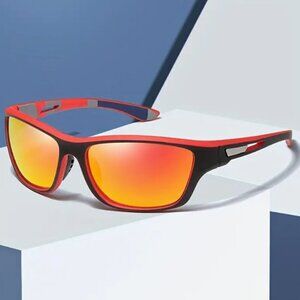 Red Men's Polarized Mirrored Sunglasses Sporty Polycarbonate Shining Eyes